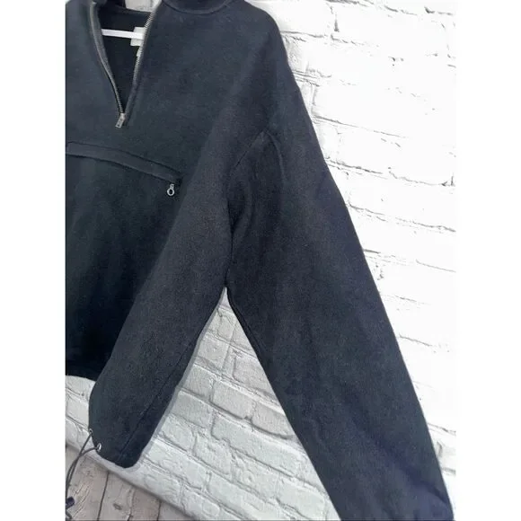 Vintage J. Crew Style Oarsman Anorak Jacket Men’s Large Black 1/4 Zip Pullover